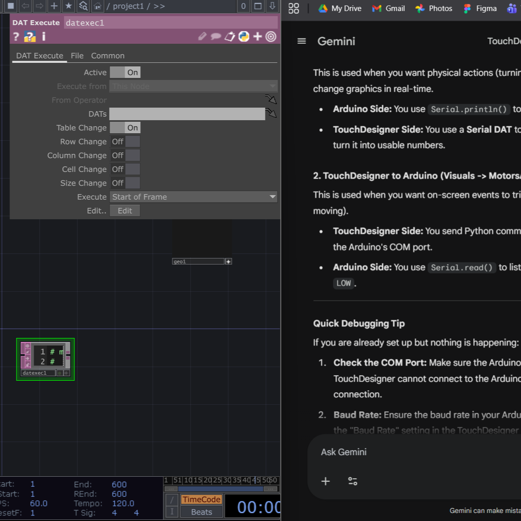 And here, on the TouchDesigner part, I heavily used Gemini because I was still confused how to build thing in there.

But it seems like even Gemini itself was confused it kept saying things that weren’t correct. Déjà vu from when I asked ChatGPT before.